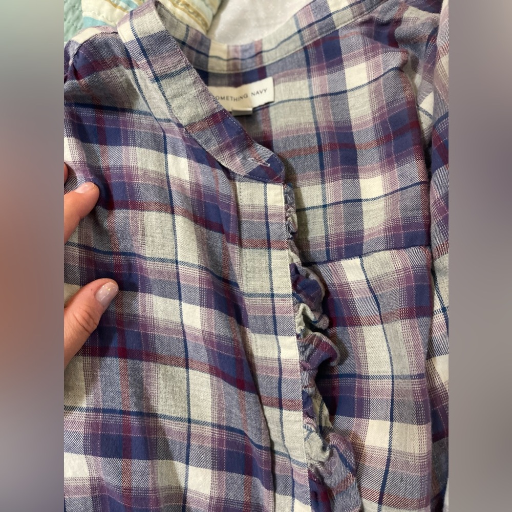 Flannel Plaid Ruffle Shirt - Picture 6 of 10